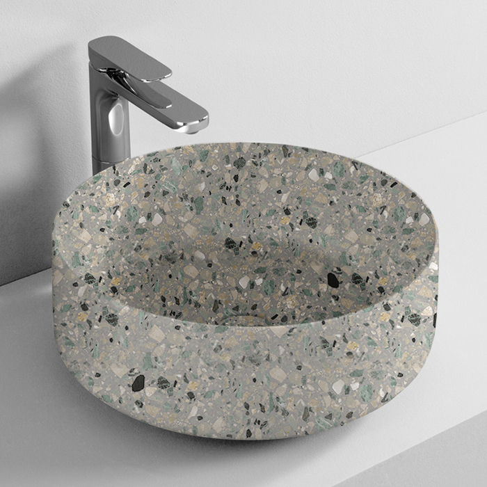 Раковина Artceram COGNAC COL001 42 dark terrazzo серый мрамор купить в интернет-магазине Sanbest