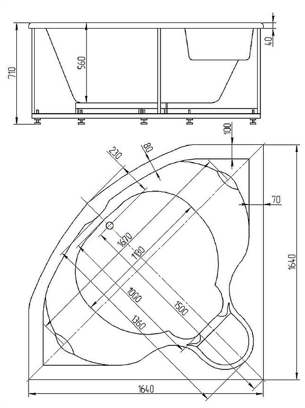 Ванна Aquatek Сириус 164х164 SIR164-0000002 белая купить в интернет-магазине Sanbest