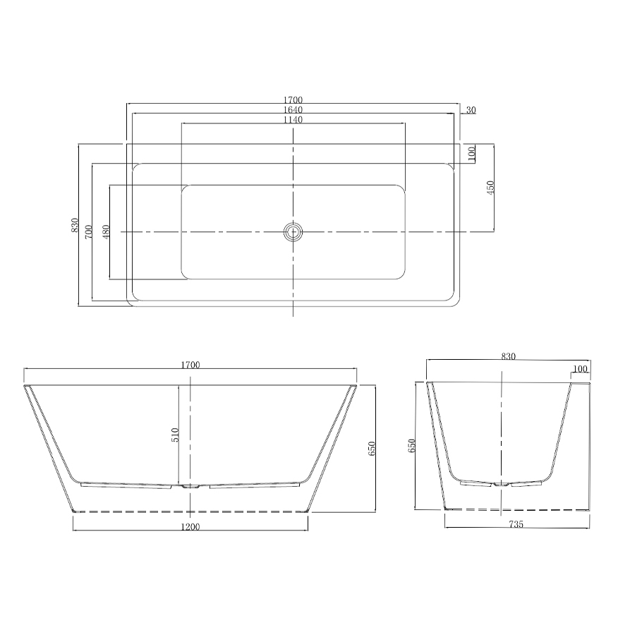 Ванна акриловая Azario Oxford 170x85 купить в интернет-магазине Sanbest