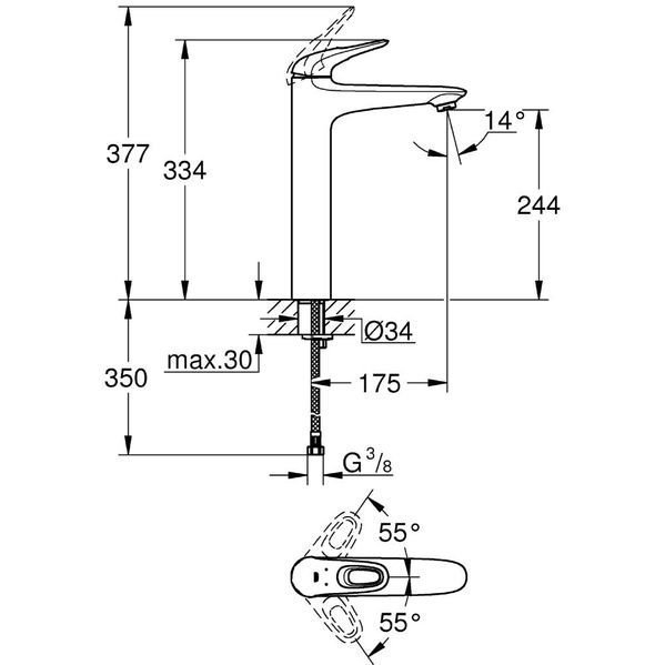 Смеситель для раковины Grohe Eurostyle New 23570003 хром купить в интернет-магазине сантехники Sanbest