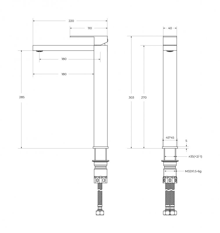 Смеситель для раковины Cezares SLIDER-LC-01-W0 хром купить в интернет-магазине сантехники Sanbest