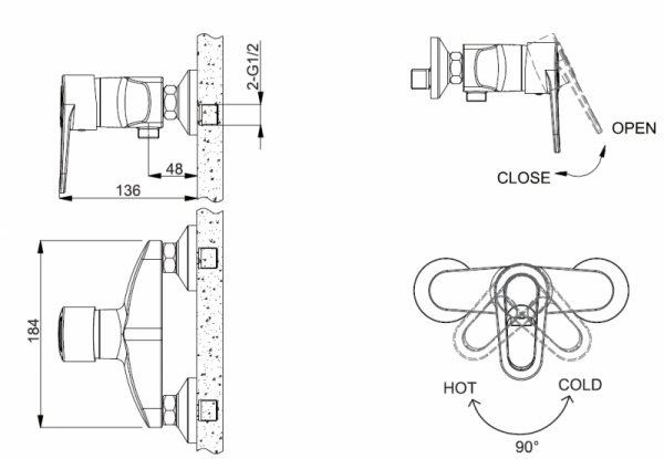 Смеситель для душа BRAVAT Loop F9124182CP-01-RUS купить в интернет-магазине сантехники Sanbest