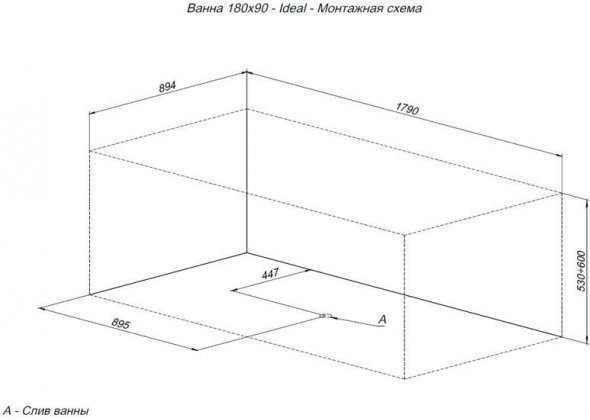 Акриловая ванна Aquanet Ideal 180x90 купить в интернет-магазине Sanbest