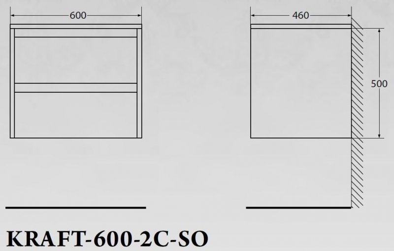 Тумба с раковиной BelBagno KRAFT 60 2C-SO/BB600ETL Cemento Grigio для ванной в интернет-магазине Sanbest