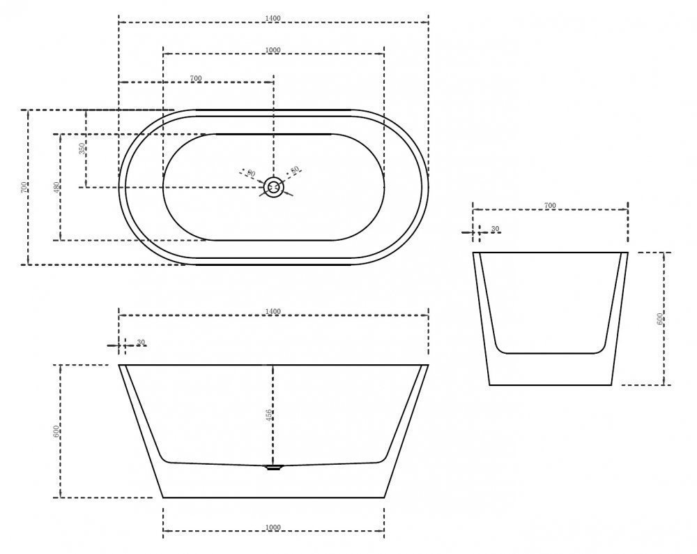 Ванна акриловая ABBER AB9203-1.4 140x70 купить в интернет-магазине Sanbest