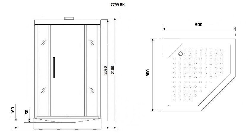 Душевая кабина Niagara Luxe NG-7799WBK 90x90 серебро купить в интернет-магазине Sanbest