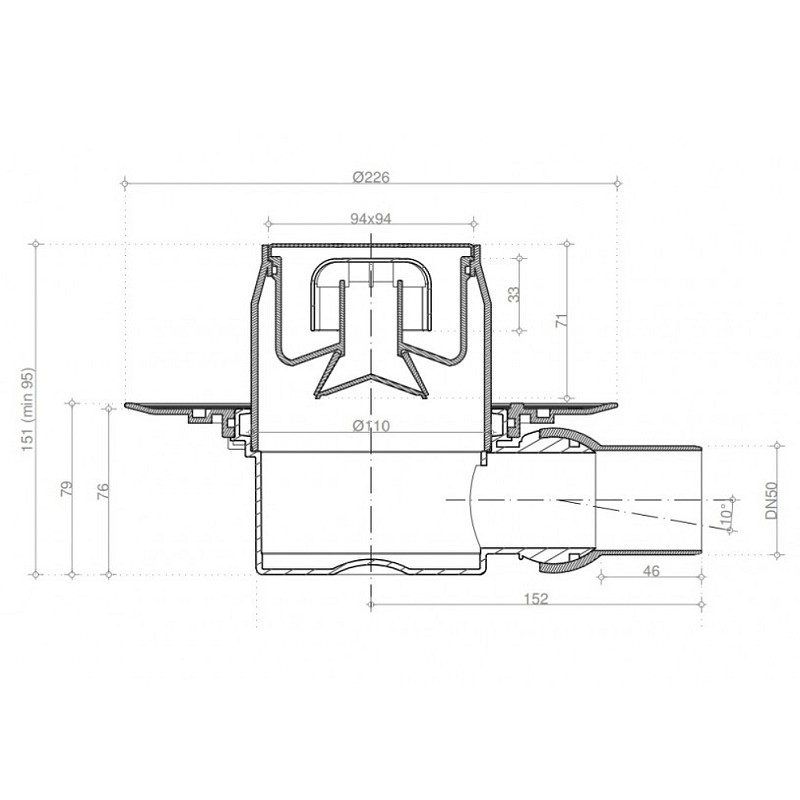 Душевой трап Pestan Confluo Standard 13000169 золото купить в интернет-магазине Sanbest