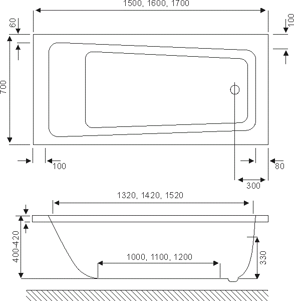 Ванна акриловая Excellent Ava 160x70 купить в интернет-магазине Sanbest