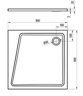Душевой поддон Ravak PERSEUS PRO-90 90x90 купить в интернет-магазине Sanbest