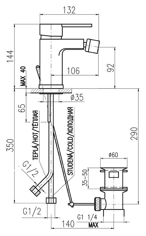 Смеситель для биде Rav-Slezak Zambezi ZA045.5K хром купить в интернет-магазине сантехники Sanbest