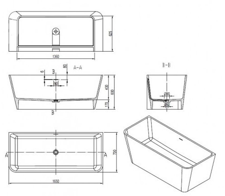 Ванна NT Bagno Rettangolo NT309 165х70 купить в интернет-магазине Sanbest