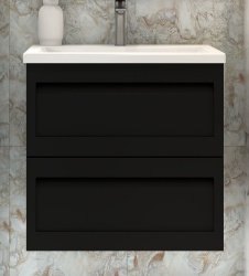 Тумба с раковиной Art&Max AM_Platino_600_2C_SO_NM_Cer матовый черный для ванной в интернет-магазине Sanbest