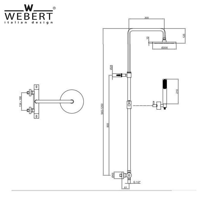 Душевая система Webert Elio EL980507560METAL купить в интернет-магазине сантехники Sanbest