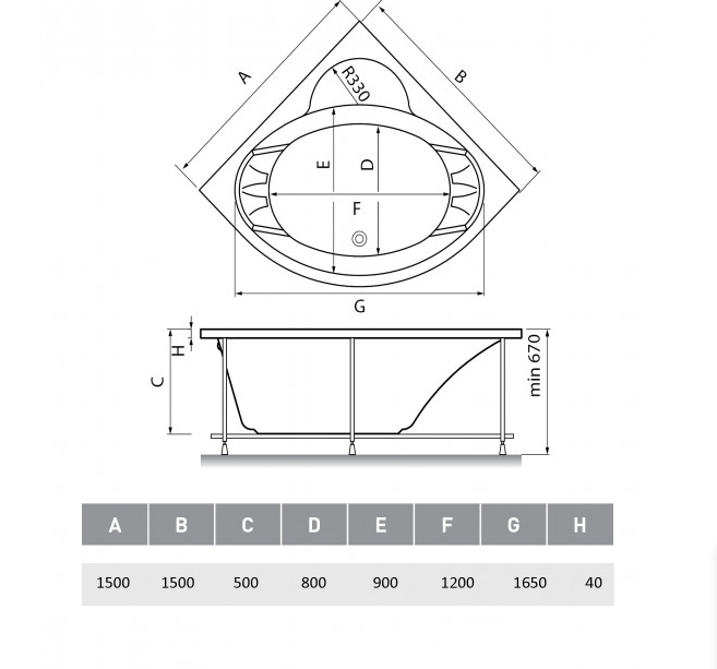 Ванна акриловая Vayer Kaliope 150x150 купить в интернет-магазине Sanbest