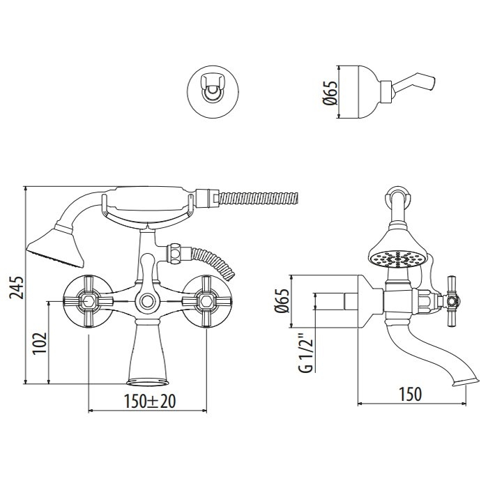 Смеситель для ванны Gattoni TRD TR501/18D0 купить в интернет-магазине сантехники Sanbest