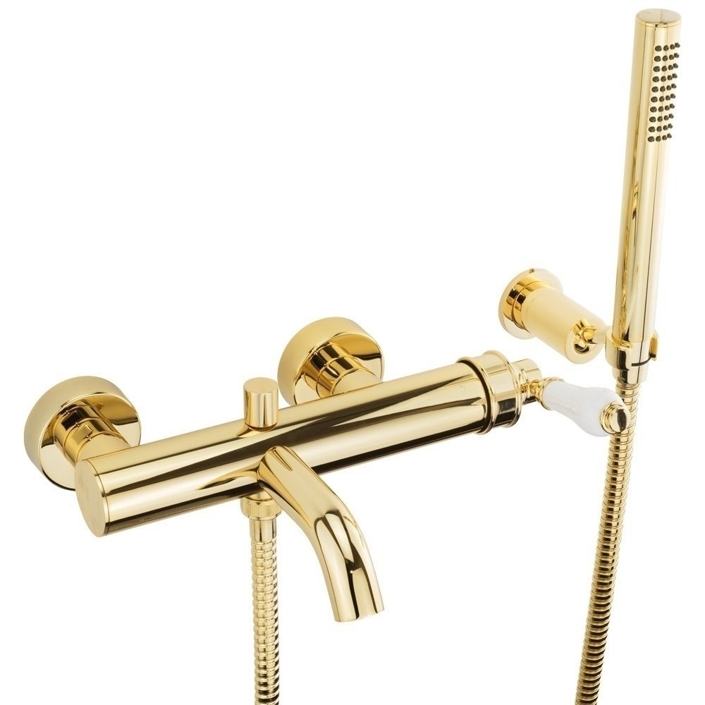 Смеситель для ванны Migliore Ermitage Mini золото ручка белая купить в интернет-магазине сантехники Sanbest