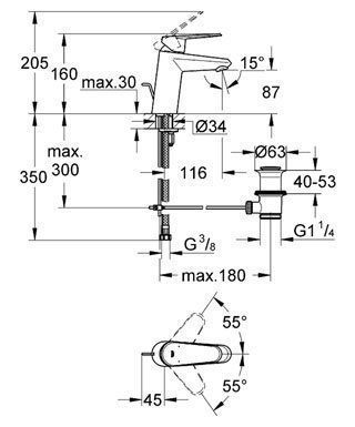 Смеситель для раковины Grohe Eurodisc Cosmopolitan 33190 002 купить в интернет-магазине сантехники Sanbest