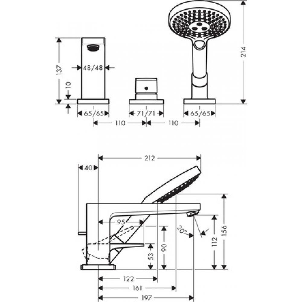 Смеситель для ванны Hansgrohe Metropol 74550000 купить в интернет-магазине сантехники Sanbest