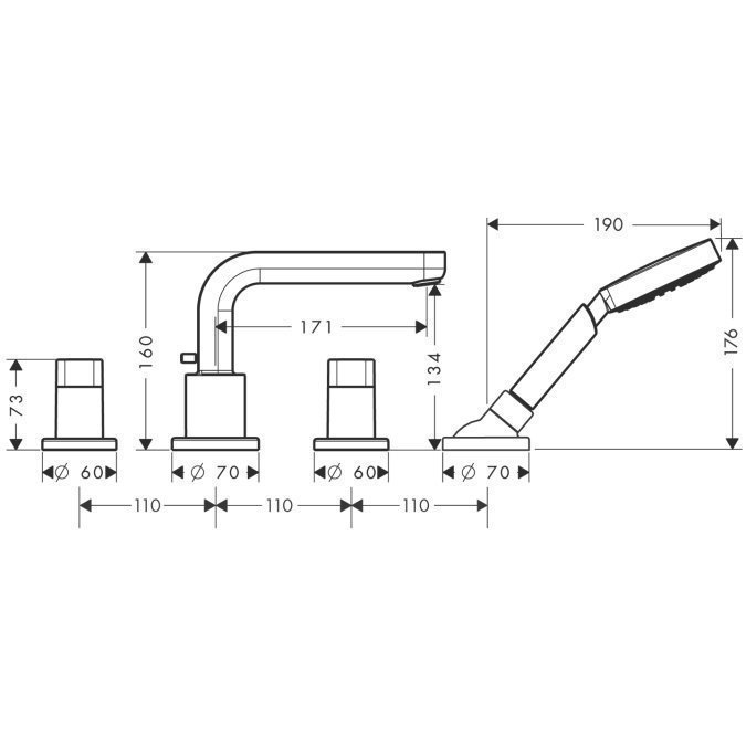 Смеситель для ванны Hansgrohe Metris S 31446000 купить в интернет-магазине сантехники Sanbest