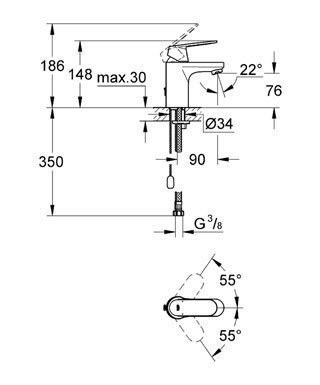 Смеситель для раковины Grohe Eurosmart Cosmopolitan 32827 00E купить в интернет-магазине сантехники Sanbest