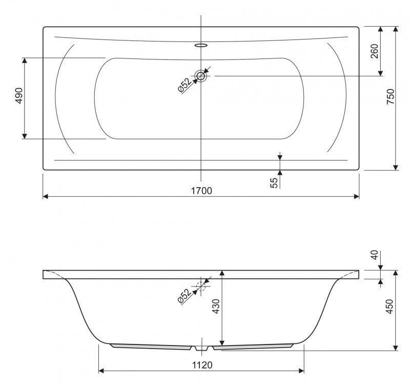 Ванна Cezares ARENA 170x75 купить в интернет-магазине Sanbest