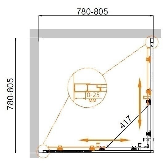 Душевой угол Cezares MOLVENO-A-2 80x80 купить в интернет-магазине Sanbest