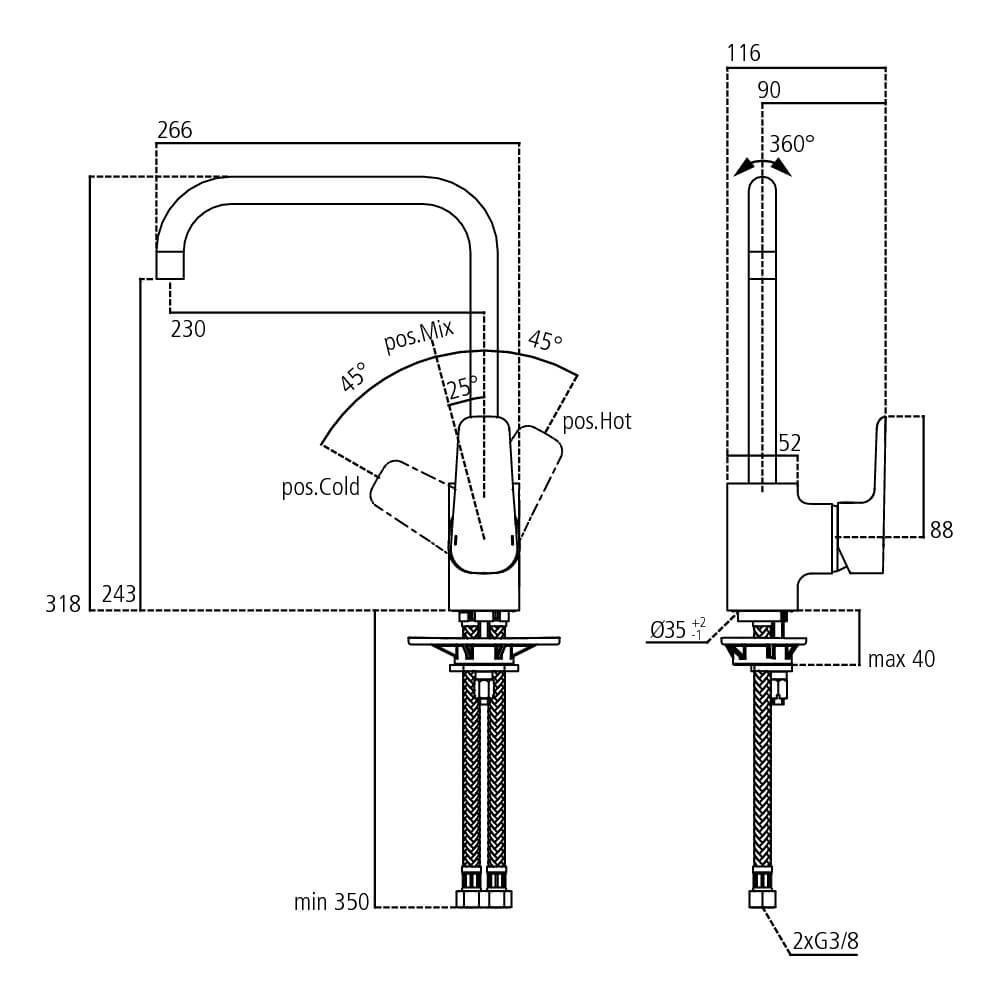 Смеситель для кухни Ideal Standard Ceraplan III B0725AA купить в интернет-магазине сантехники Sanbest