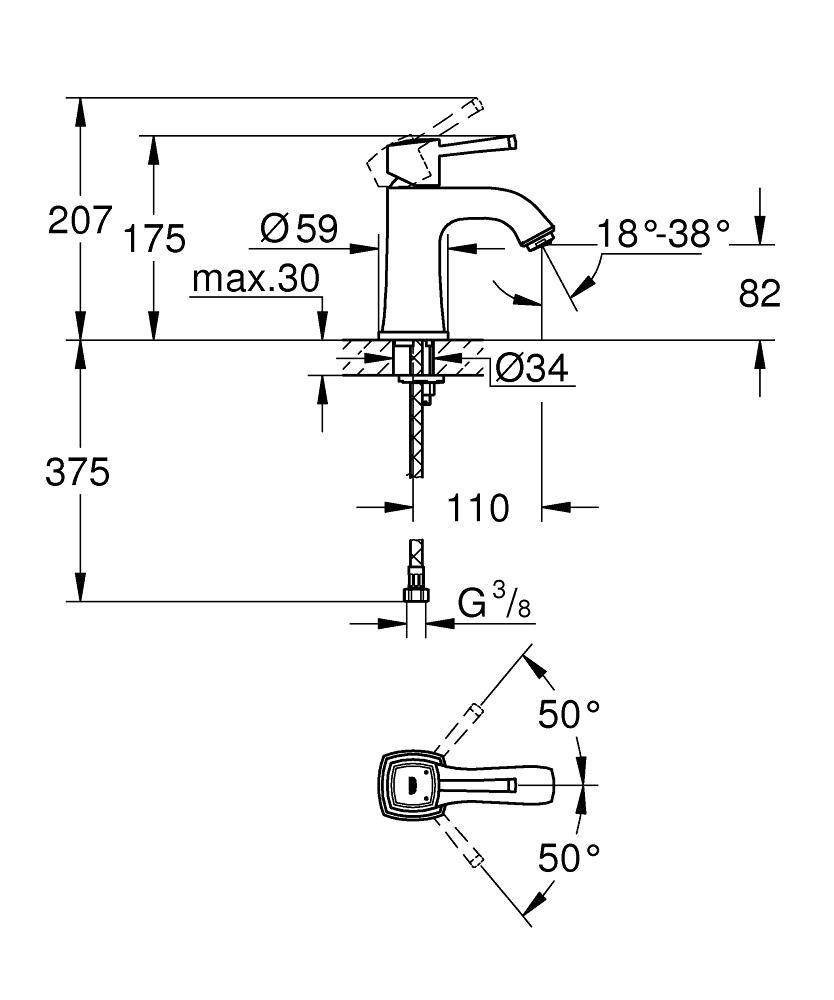 Смеситель для раковины Grohe Grandera 23310000 хром купить в интернет-магазине сантехники Sanbest