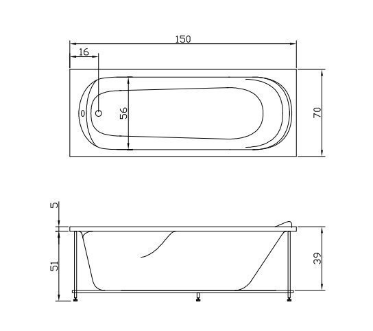 Гидромассажная ванна Aquatika Юниор Basic 150x70 купить в интернет-магазине Sanbest