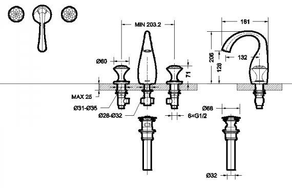 Смеситель для раковины Bravat Swan Gold F24287G-ENG купить в интернет-магазине сантехники Sanbest