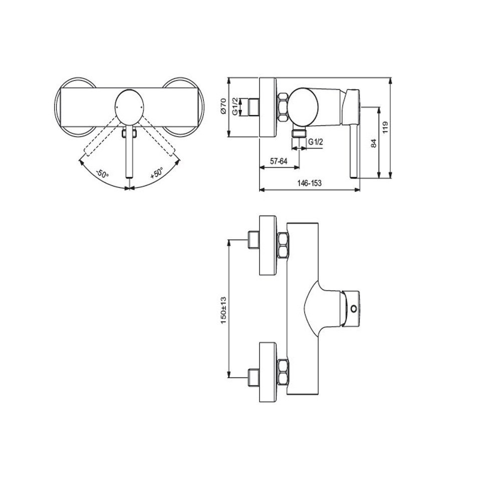 Смеситель для душа Ideal Standard Ceraline BC200AA купить в интернет-магазине сантехники Sanbest