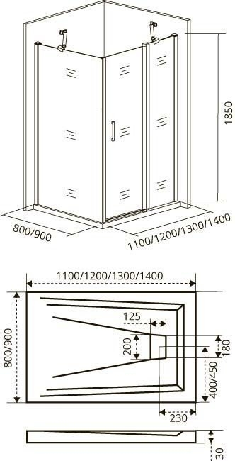 Душевой уголок Good door FANTASY WTW+SP 130x80 прозрачный с рисунком купить в интернет-магазине Sanbest