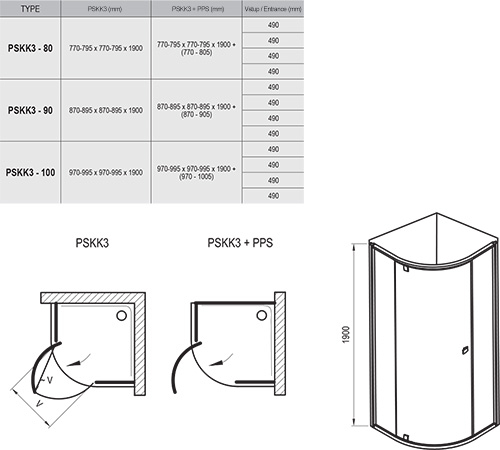 Душевой уголок Ravak PIVOT PSKK3 90x90 черный/Transparent купить в интернет-магазине Sanbest