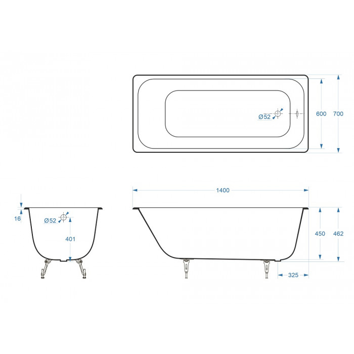 Ванна чугунная Delice Aurora Elite DLR230617R 140х70 купить в интернет-магазине Sanbest