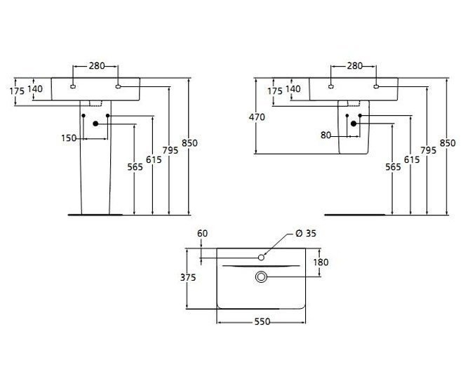 Раковина на полупьедестале Ideal Standard Connect E788601 купить в интернет-магазине Sanbest