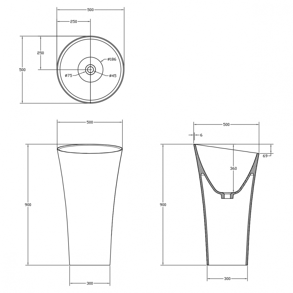 Раковина ABBER Stein AS2509 50 белая матовая купить в интернет-магазине Sanbest