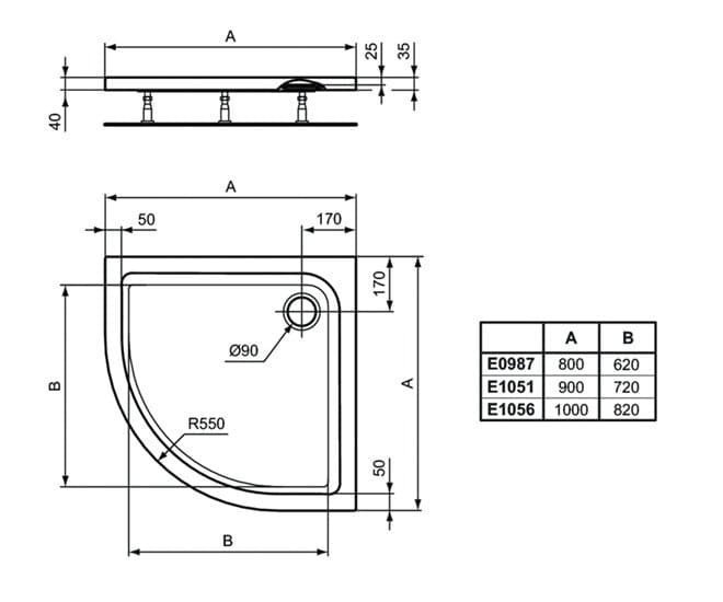 Душевой поддон Ideal Standard Connect Air E105601 100x100 купить в интернет-магазине Sanbest