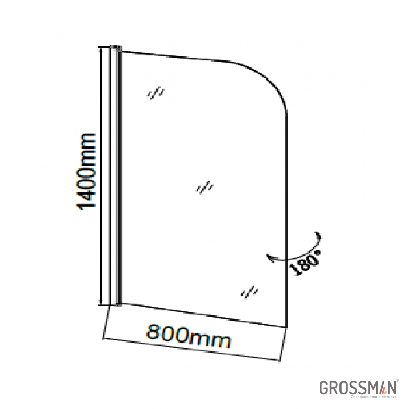 Шторка для ванны Grossman GR-100P 80x140 купить в интернет-магазине Sanbest