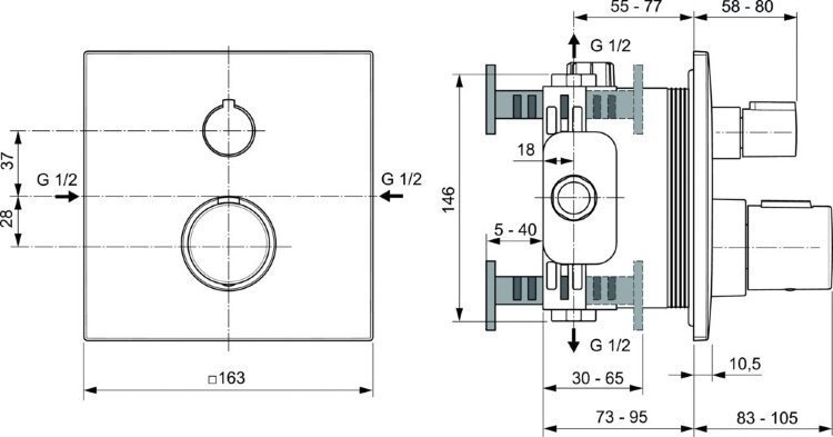 Смеситель для душа Ideal Standard CERATHERM C100 A6956XG купить в интернет-магазине сантехники Sanbest