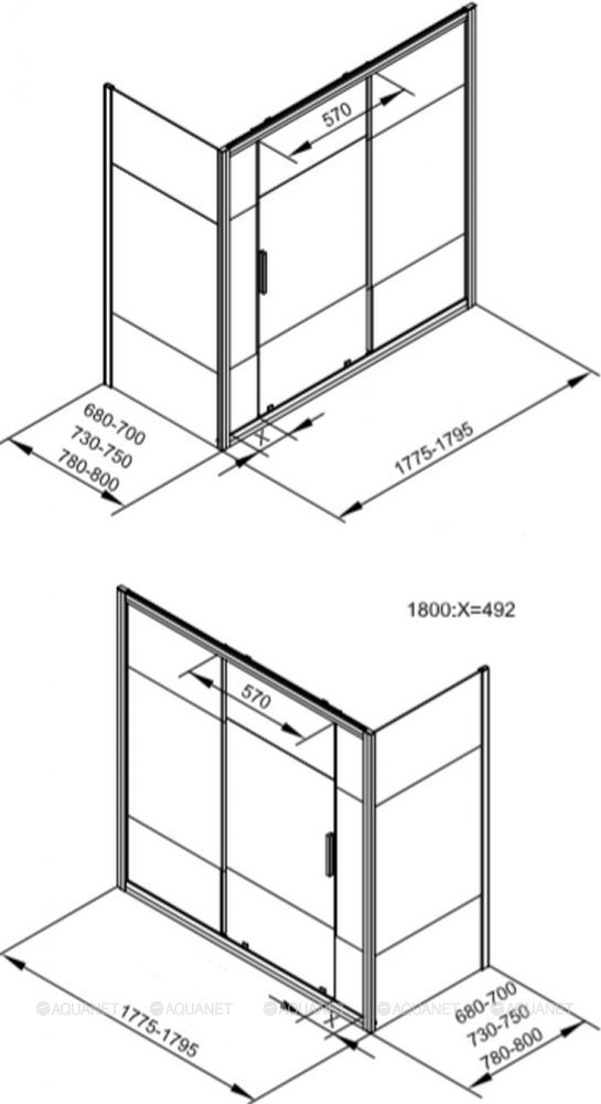 Шторка для ванны Aquanet Practic AE10-B-180H150U-CP купить в интернет-магазине Sanbest