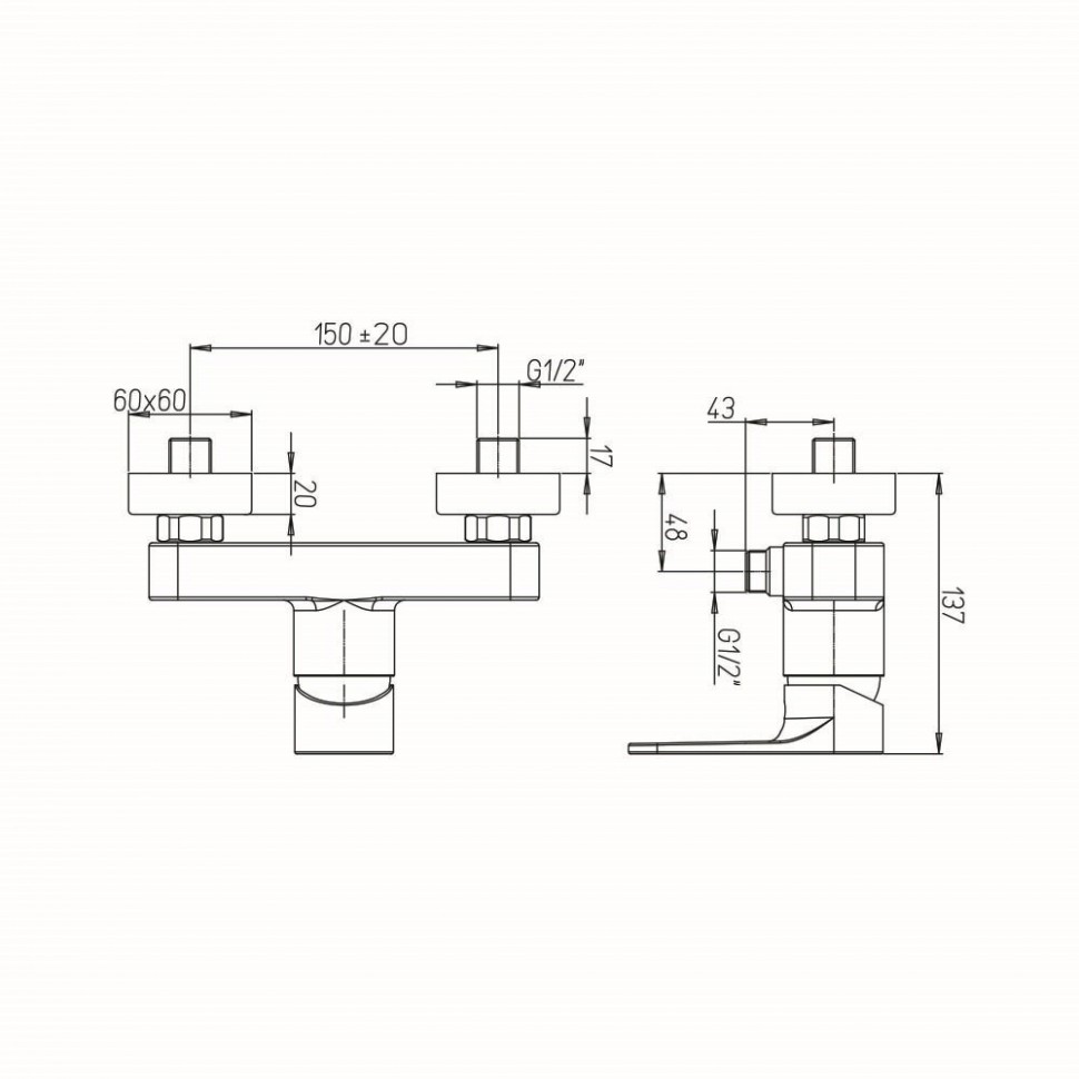 Смеситель для душа PAINI Flat KKCR5112SLMKM хром купить в интернет-магазине сантехники Sanbest