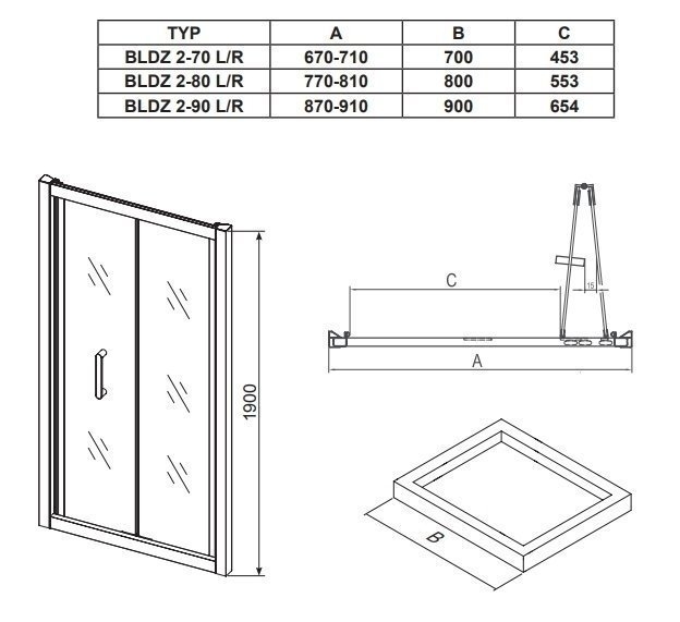 Душевой уголок Ravak Blix BLDZ2+BLPSZ 70х80 купить в интернет-магазине Sanbest