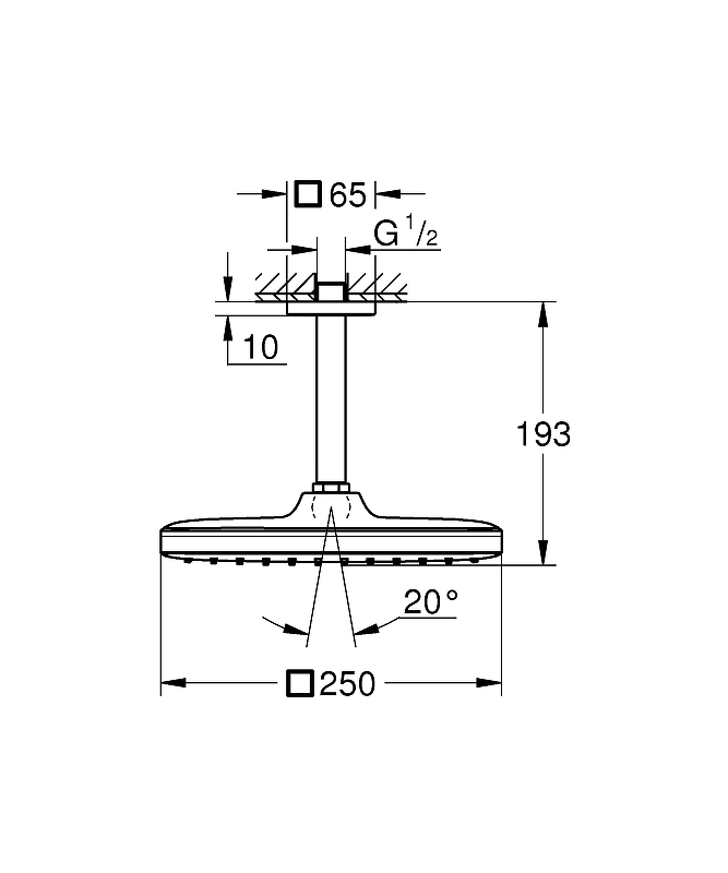 Верхний душ Grohe Tempesta Cube 250 26688000 белый/хром купить в интернет-магазине сантехники Sanbest