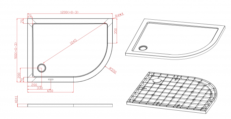 Душевой поддон Cezares TRAY-M-RH 120х90 купить в интернет-магазине Sanbest