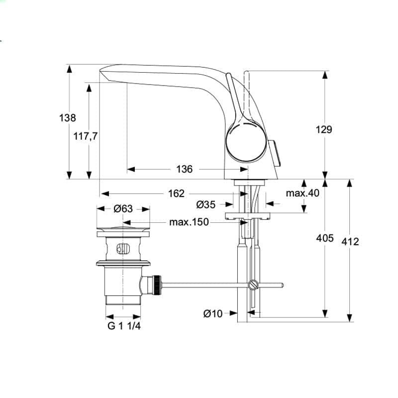 Смеситель для раковины Ideal Standard Melange A4258AA купить в интернет-магазине сантехники Sanbest