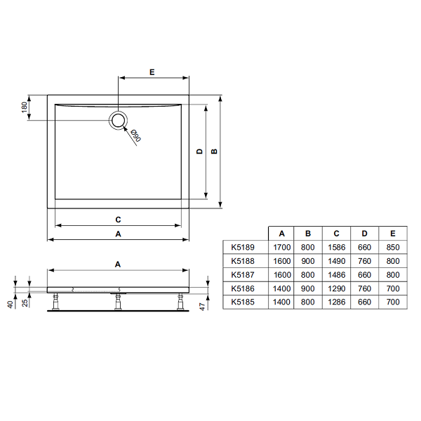 Душевой поддон Ideal Standard Ultra Flat K518901 170x80 купить в интернет-магазине Sanbest