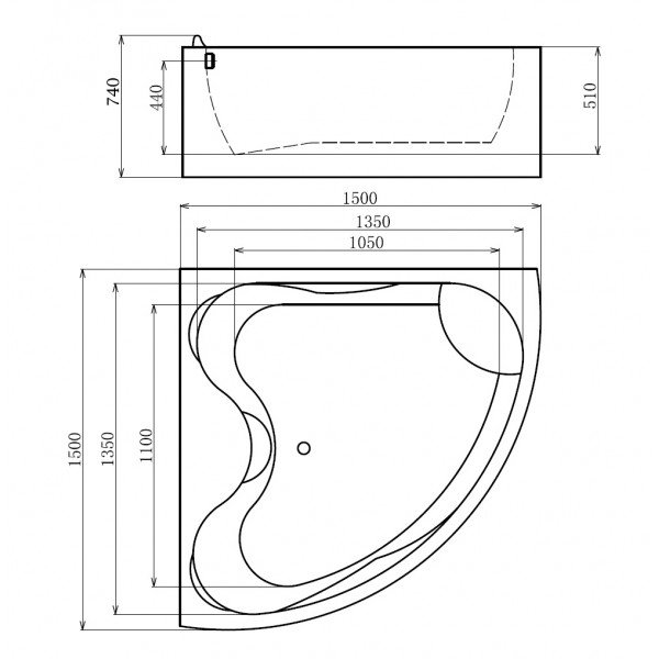 Гидромассажная ванна Gemy Arc-shape G9041 O 150х150 купить в интернет-магазине Sanbest