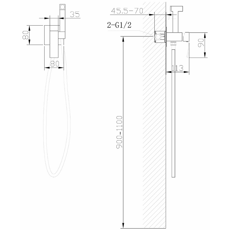 Гигиенический душ Abber Wasserfall AF8625G никель матовый купить в интернет-магазине сантехники Sanbest