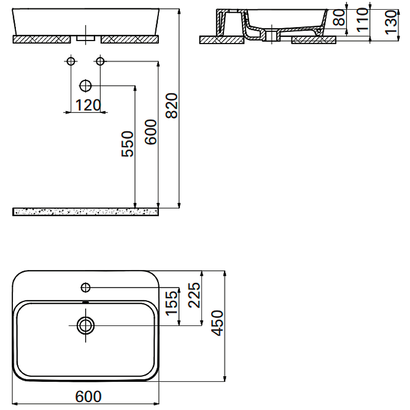 Раковина Creavit Loop 60 LP061-00CB00E-0000 белая купить в интернет-магазине Sanbest