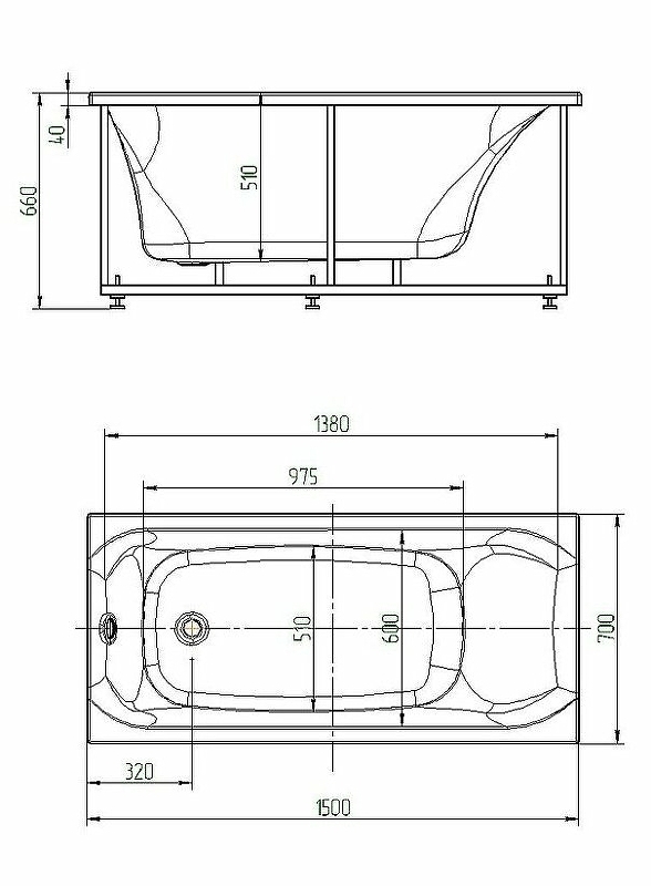 Ванна Aquatek Альфа 150х70 ALF150-0000038 белая купить в интернет-магазине Sanbest